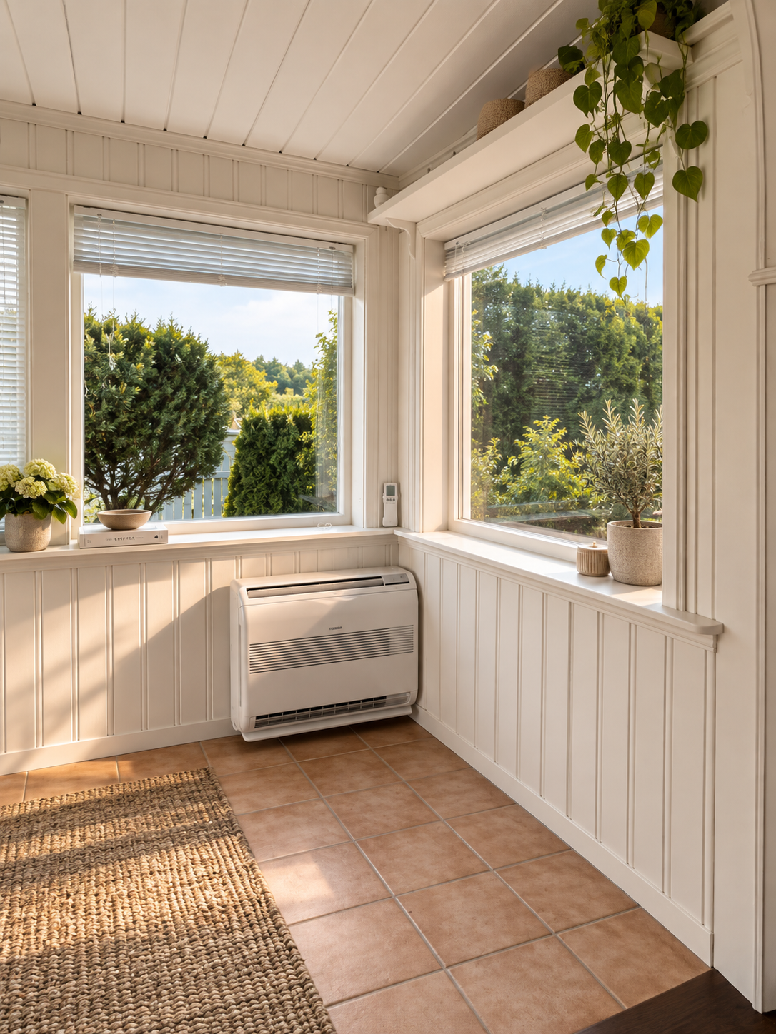 Gulvmodell i innglasset veranda